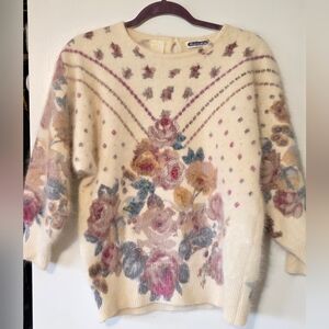 Vintage Soft Floral Beaded Sweater